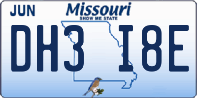 MO license plate DH3I8E