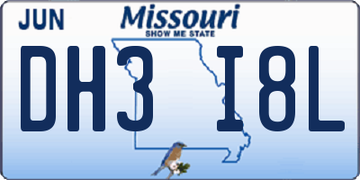 MO license plate DH3I8L