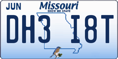 MO license plate DH3I8T