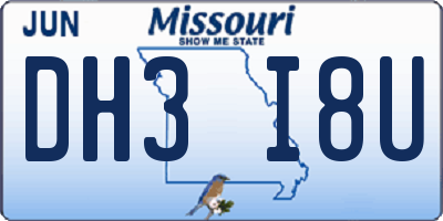 MO license plate DH3I8U