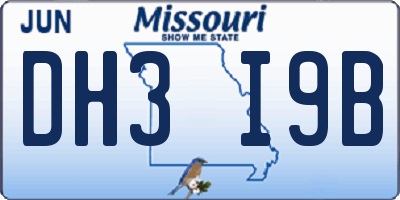 MO license plate DH3I9B