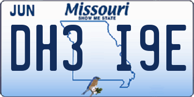 MO license plate DH3I9E