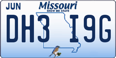 MO license plate DH3I9G
