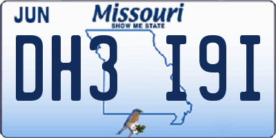 MO license plate DH3I9I