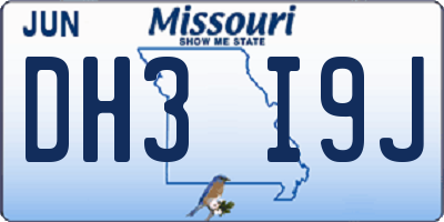 MO license plate DH3I9J