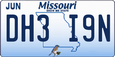 MO license plate DH3I9N