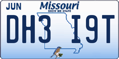 MO license plate DH3I9T