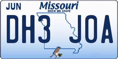 MO license plate DH3J0A