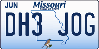 MO license plate DH3J0G