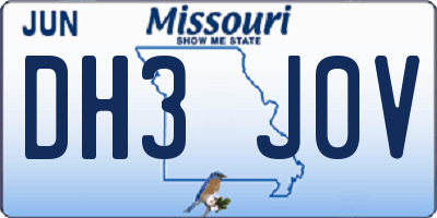 MO license plate DH3J0V
