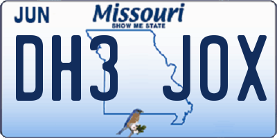 MO license plate DH3J0X