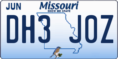 MO license plate DH3J0Z