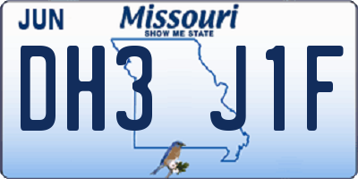MO license plate DH3J1F