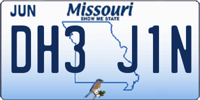 MO license plate DH3J1N