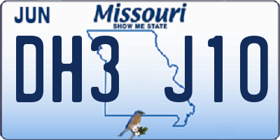 MO license plate DH3J1O