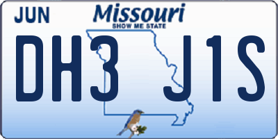 MO license plate DH3J1S