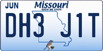 MO license plate DH3J1T