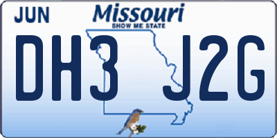 MO license plate DH3J2G