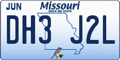 MO license plate DH3J2L