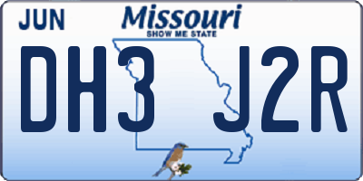 MO license plate DH3J2R