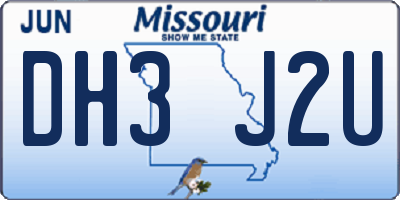 MO license plate DH3J2U