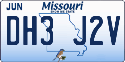MO license plate DH3J2V