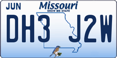 MO license plate DH3J2W
