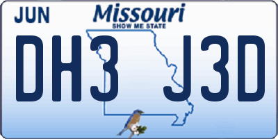 MO license plate DH3J3D