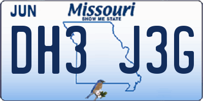 MO license plate DH3J3G