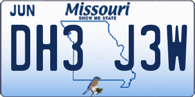 MO license plate DH3J3W