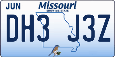 MO license plate DH3J3Z