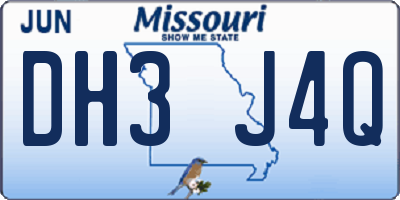 MO license plate DH3J4Q