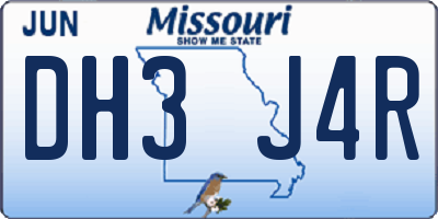 MO license plate DH3J4R