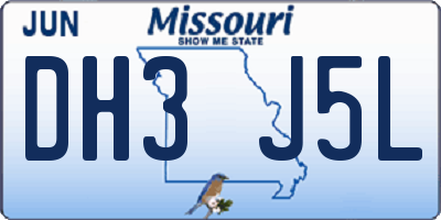 MO license plate DH3J5L