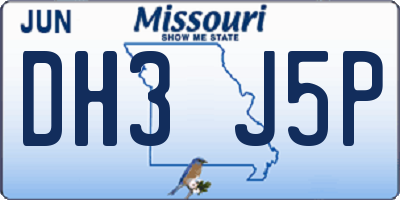 MO license plate DH3J5P