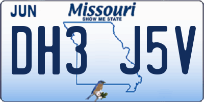MO license plate DH3J5V