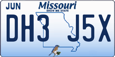 MO license plate DH3J5X