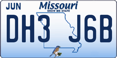 MO license plate DH3J6B