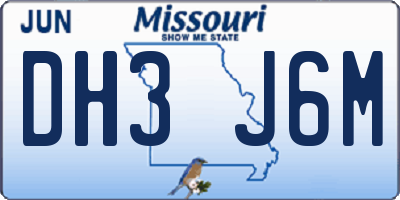 MO license plate DH3J6M