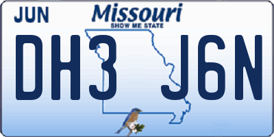 MO license plate DH3J6N
