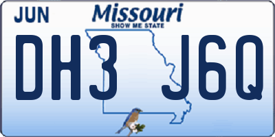 MO license plate DH3J6Q