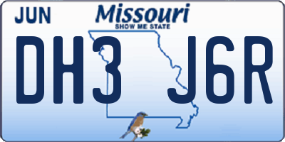 MO license plate DH3J6R