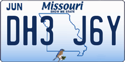 MO license plate DH3J6Y