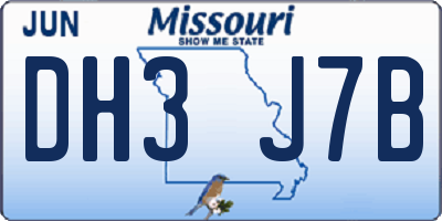 MO license plate DH3J7B