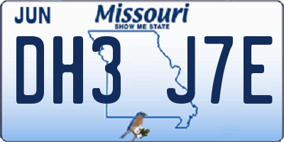 MO license plate DH3J7E