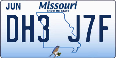 MO license plate DH3J7F