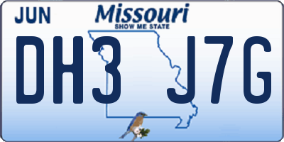 MO license plate DH3J7G