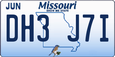 MO license plate DH3J7I