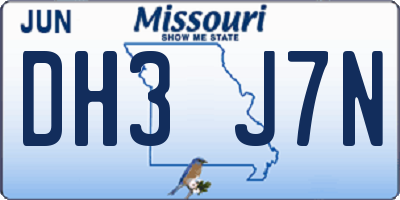 MO license plate DH3J7N