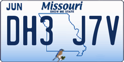 MO license plate DH3J7V